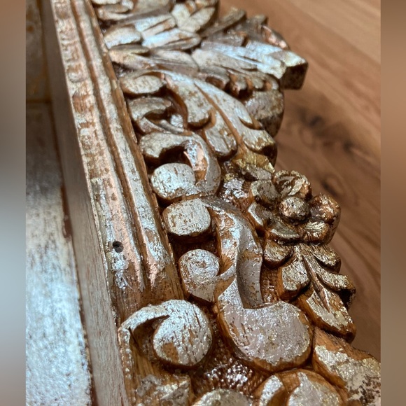 Anthropologie Silver Etched Carved Open Shelf Storage - Picture 3 of 10